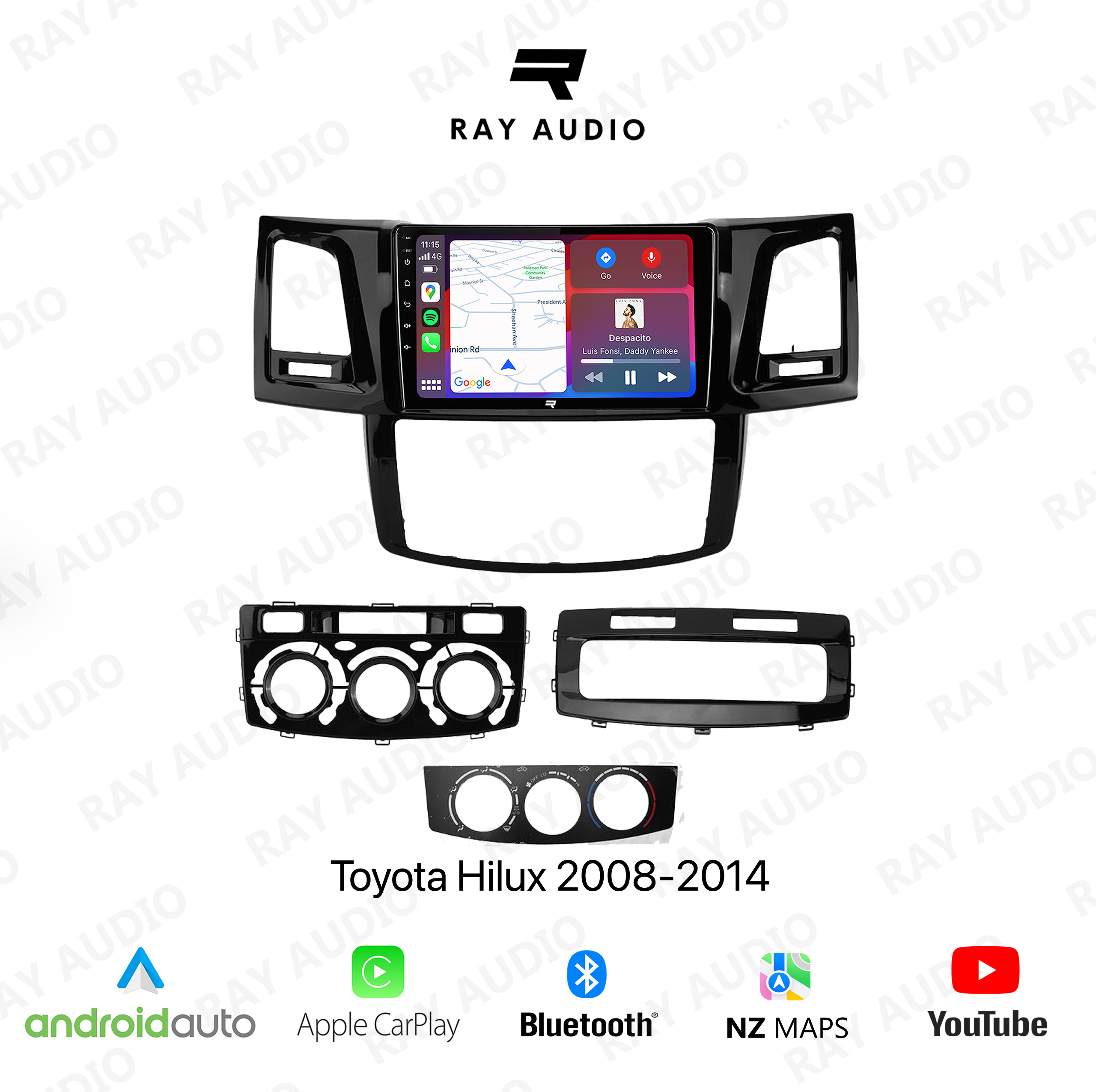 Ray Audio Toyota Hilux 2008-2014 Apple CarPlay & Android Auto Bluetooth Car Stereo